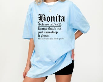 Bonita Shirt, Cute Spanish Graphic Tee, Latina Aesthetic Top, Trendy Mujer Shirt, Hispanic Girl Gift, Feminine Retro T Shirt