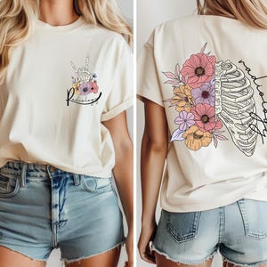 Rad Tech Shirt, Floral Skeleton Radiology Shirt, X Ray Tech Shirt, Radiologic Technologist Gift, Radiology Graduation Gift imagem 1