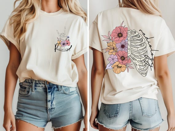 Rad Tech Shirt, Floral Skeleton Radiology Shirt, X Ray Tech Shirt, Radiologic Technologist Gift, Radiology Graduation Gift