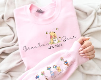 Custom Mama Bear Shirt, Mother Day Gift, Winnie the Pooh Mothers Days Gift, Grandma Bear Sweatshirt with kid names, Sweater For Mother’s Day