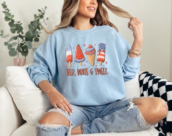 Red White and Sweet Shirt, Memorial Day Gift, Ice Creams Freedom T-Shirt, Cute 4th Of July Shirt, Patriotic Shirt, Trendy Shirt