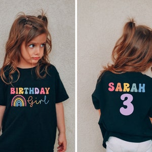 Custom Rainbow Birthday Shirts, Custom Birthday Shirts, Girl Name Birthday Shirts, Girls Birthday Shirt, 3rd Birthday Shirt