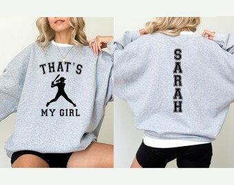 Custom That's My Girl Softball Shirt, Baseball Mom Shirt, Cute Baseball Tee, Personalized Baseball Sport Mom Tee, Matching Game Day Shirts