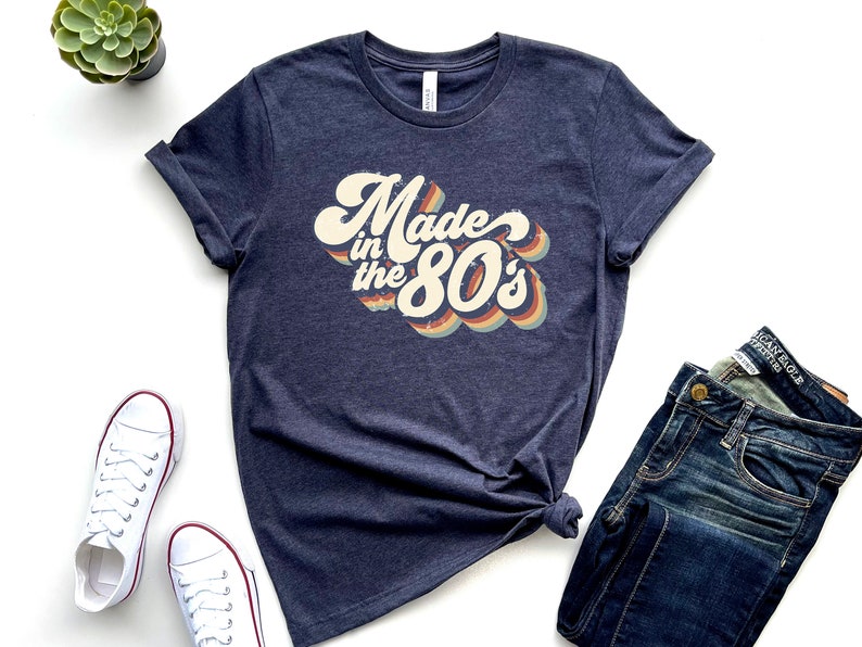 Camiseta "Hecho en los 80", camiseta vintage de los 80, regalo de cumpleaños de los 80, camiseta "Nacido en los 80", regalo de cumpleaños, camiseta retro linda imagen 3