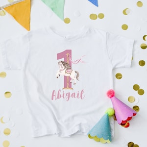 Carousel Pink First Birthday Shirt, Carousel Horse Birthday Shirt, Birthday Outfit Boho Birthday Outfit Girl, Cute Birthday Outfit Girl