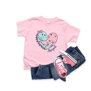 Personalized Dinosaur Girls Shirt, Cute Dinosaur Name Toddler Shirt, Personalized Custom Name Toddler Shirt, Christmas gift