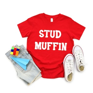 Stud Muffin Shirt, Boys Valentines Shirt, Hipster Toddler Shirt, Baby Boy Valentines Day Outfit, Toddler Boy Valentine Shirt