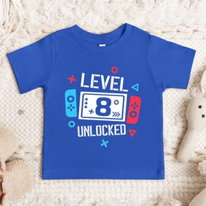 Birthday Shirt for Gamers, Level 8 Unlocked Birthday Shirt, Kids Birthday Shirt, Birthday Party Shirt, Gamer Lovers