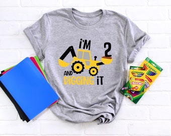 I'm 2 And Digging It, Construction Birthday Shirt, 2 Year Old Birthday Shirt, 2nd Birthday Shirt, Two Year Old Construction Party