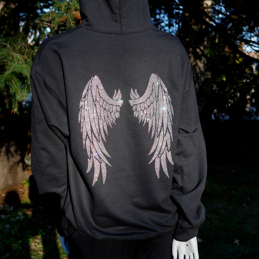 Angel Wings Rhinestone Hoodie, Gift for Her, Gift for Mom, Angel Mama ...