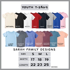 a group of youth t - shirts with different colors and sizes