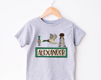 Duck Hunting Shirt, Mallard Duck Shirt, Hunting Personalized Boys Shirt, Duck Hunting Dog Tee, Gift for Kids, Boys Duck Shirt, Duck and Dog