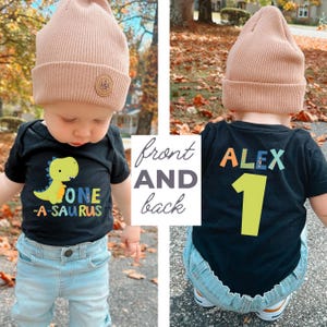 Custom Dinosaur Birthday Shirt, One -A-Saurus Shirt, Dinosaur Boy Shirt, 1st Birthday Shirt, Dinosaur Party Gift, Kids 2nd Birthday Shirt