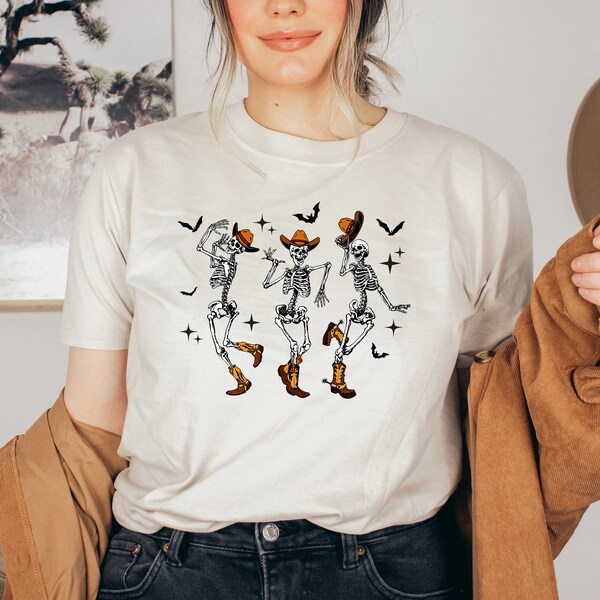 T-shirt Western Skeletons - Squelettes Dansants, Unisexe, Taille Standard - Neuf Avec étiquettes