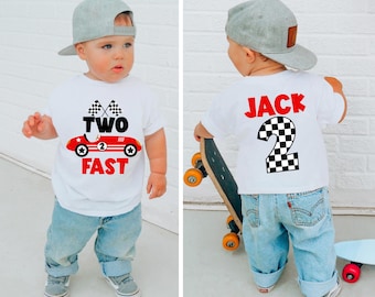 Deux chemises anniversaire rapide, la chemise anniversaire garçon pour enfant, chemise deuxième anniversaire, t-shirt anniversaire coureur, chemise coureur, chemise anniversaire garçon personnalisée