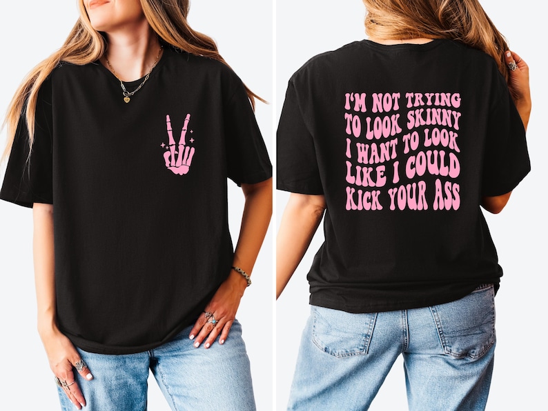 Gym Tee, Fitness Tee, Sport Shirts, I'm Not Trying To Look Skinny Shirt, Kick Your Ass Tee, Funny Workout Shirt, Fitness Gift, Workout Shirt image 2