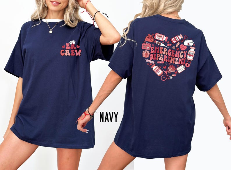 Heart Emergency Department Shirt, Custom ER Crew Sweatshirt, Custom ER Shirt, Gift For Nurse, Emergency Room, Emergency Department Gift image 5