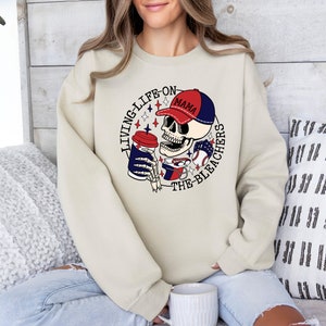 Living Life on the Bleachers Mama Shirt, Skull Sweatshirt, Sports and Coffee Tee, Sports Mama Sweater, Gift For Mama, Softball Mom Shirt