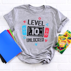 Birthday Shirt for Gamers, Level 10 Unlocked Birthday Shirt, Kids Birthday Shirt, Birthday Party Shirt , Tenth birthday shirt