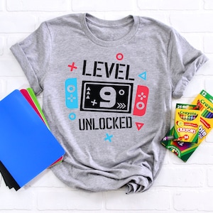 Birthday Shirt for Gamers, Level 9 Unlocked Birthday Shirt, Kids Birthday Shirt, Birthday Party Shirt