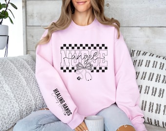 Nurse Angel Sweatshirt, Nurse Life Hoodie, Medical Crewneck, Nurse Gift, Healthcare Worker Outfit, Cute RN Nurse Sweatshirt