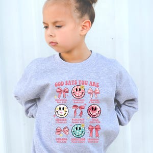 God Says You Are Shirt, Christian Shirts for Girls, Kids Coquette Religious Tee, Christian Shirt, Toddler Faith Tee, Biblical Toddler Tee image 3
