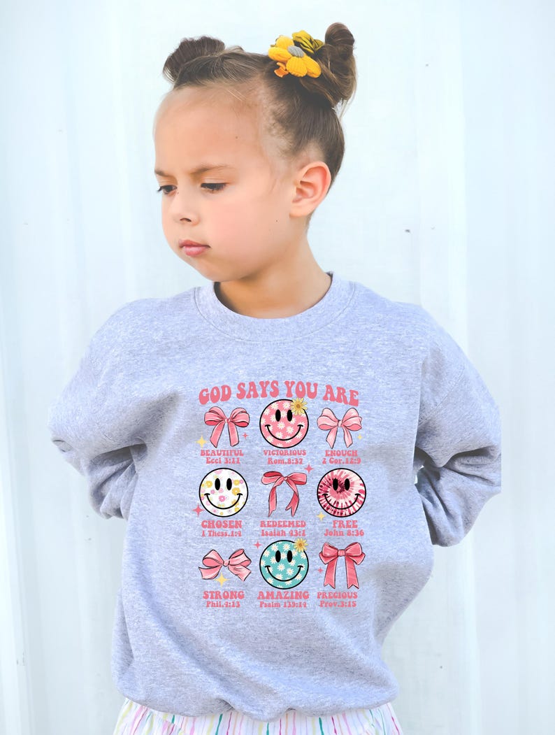 God Says You Are Shirt, Christian Shirts for Girls, Kids Coquette Religious Tee, Christian Shirt, Toddler Faith Tee, Biblical Toddler Tee image 3
