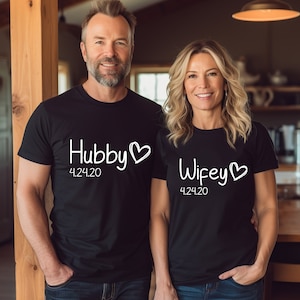 Custom Wifey and Hubby Shirt, Mr and Mrs, Just Married Shirt, Honeymoon Shirt,Wedding Shirt,Wife And Hubs Shirts,Just Married Shirts,Couples