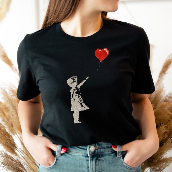 Rhinestone Banksy Peace Shirt, Banksy Balloon Girl, Banksy Shirt, Banksy Art, Banksy Print, Graffiti Shirt, Aesthetic Shirt, Banksy Gift