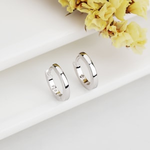 Christmas Gift for Her, Plain Hoop Earrings, 925K Sterling Silver, Rose Gold, Gold, Black, White Rhodium Plated, Gift for Girlfriend, Mum