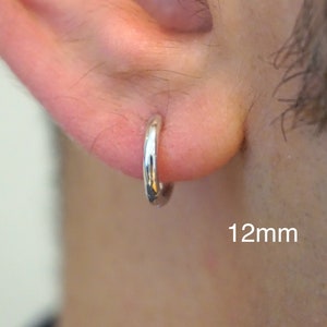 Sterlingzilveren oorbel voor heren, effen 925-zilveren Huggie-oorbellen, oorringen voor heren, oorbellen voor heren