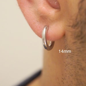 SILVER925 TWIST HOOP EARRINGS/シルバー/ピアス S925 Men's Silver 14mm Twist Hoop Earrings, Huggie Style