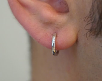 Sterling Silver Hoop Earrings for Men | S999 Pure Silver Hypoallergenic Huggie Hoops