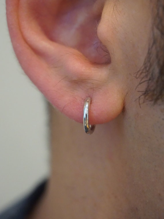 Sterling Silver Hoop Earrings for Men | S999 Pure Silver Hypoallergenic Huggie Hoops