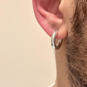 Herren Chunky Creolen | Edelstahl Bold Huggie Ohrringe | Minimalistischer Männerschmuck