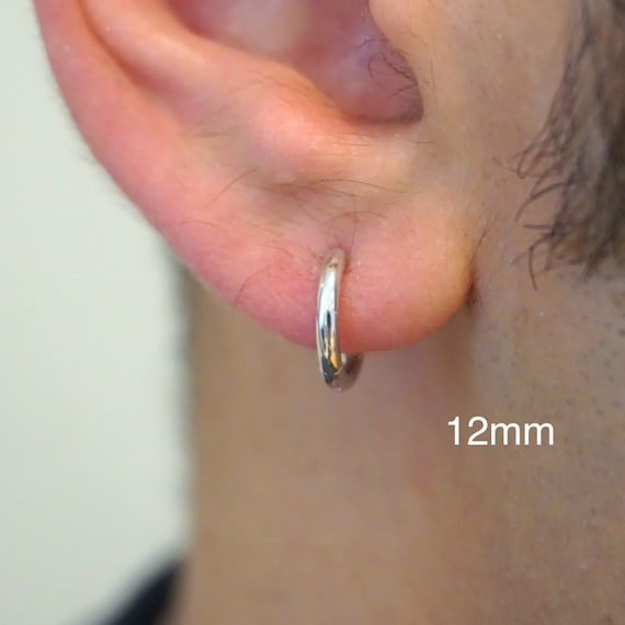Men’s 925 Sterling Silver Hoop Earrings | Plain Silver Huggie Hoops | Minimalist Men’s Earrings