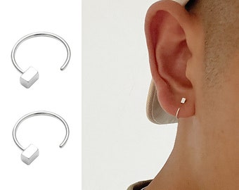 S999 Silver Stud Hoop Earrings For Men and Women, Silver Huggie Earrings, Sterling Silver Huggie Hoop Earring, Silver Earrings