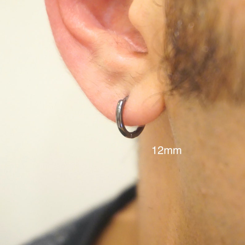 Mens Sterling Silver Hoops Earring, Plain Silver Huggie Earrings, Mens Hoop Earring, Earrings For Him image 6