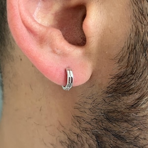 Minimalistische geometrische oorringen van 925 sterling zilver - Kleine oorringen voor mannen