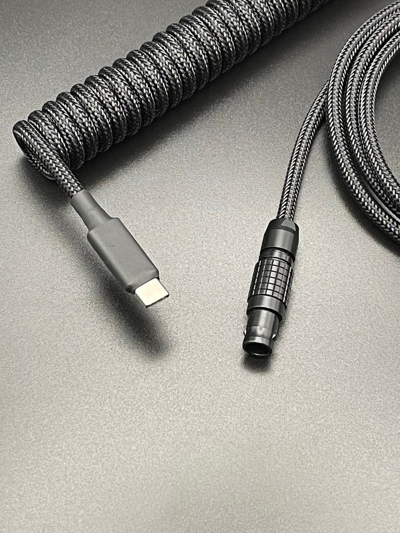 Custom Coiled Keyboard Black USB Cable Lemo Style Connector Etsy
