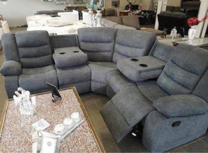 Grey Fabric Recliner Corner Sofa Range Etsy UK