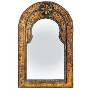 Moroccan mirror | Oriental wall mirror | Wall decoration mirror from Morocco handmade inlay mirror MIRAJ H50cm