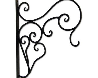 Bras Mural Fer Forgé Noir - Support étoiles, Lanternes, Décorations Extérieures | Design Courbe, Montage Facile, Résiste Aux Intempéries