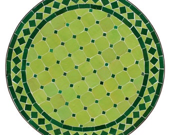 Table Mosaïque Marocaine | table bistrot | tableau| Table à thé | Table de jardin D60cm VERT CLAIR