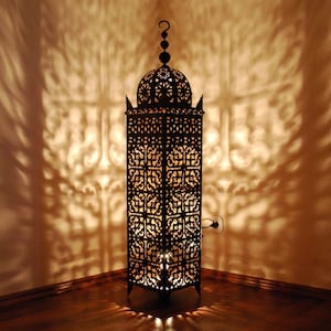 SAMA160cm | Moroccan XXL iron lantern | Oriental metal floor lamp | Garden lantern from Morocco | Iron floor lamp