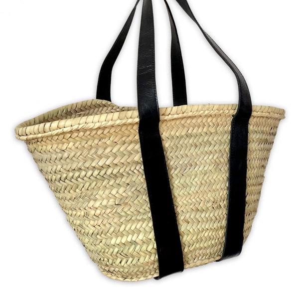 Oriental Wicker Bag | Moroccan Tote Bag | shopping bag | Handmade PALM LEAF BAG with leather handles | Beach bag IBI-2