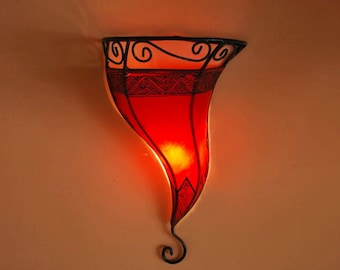 Lámpara de pared de cuero oriental Lámpara de pared árabe Lámpara de cuero real Lámpara de cuero marroquí Aplique de pared pantalla AUTAR