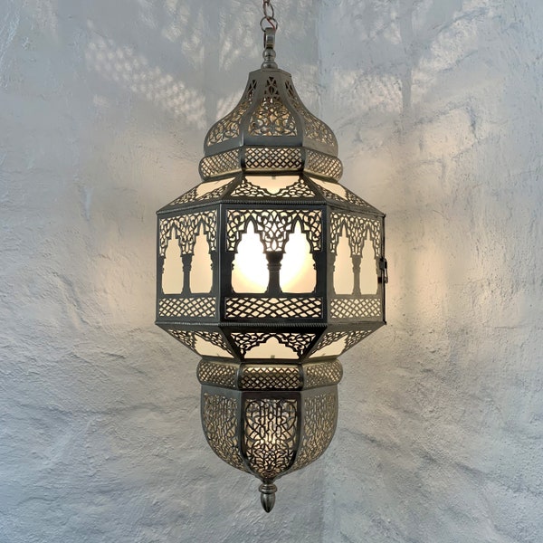 Marokkanische Hängeleuchte  aus Messing |  Deckenlampe | Orientalische Messing Leuchte | Laterne Pendellampe | Pendelleuchte AMAYA
