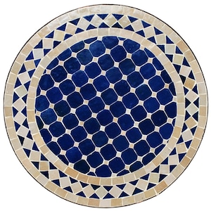 Tavolo in mosaico marocchino | Tavolo da bistrot | Tavolo arabo | Tavolino da tè | Tavolo orientale | Tavolo da giardino blu D45cm
