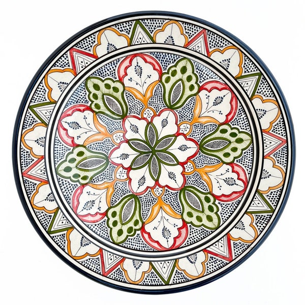 Oriental bowl | Hand-painted ceramic bowl from Morocco Round | Handmade ceramic bowl | Bowl Ø40cm colorful